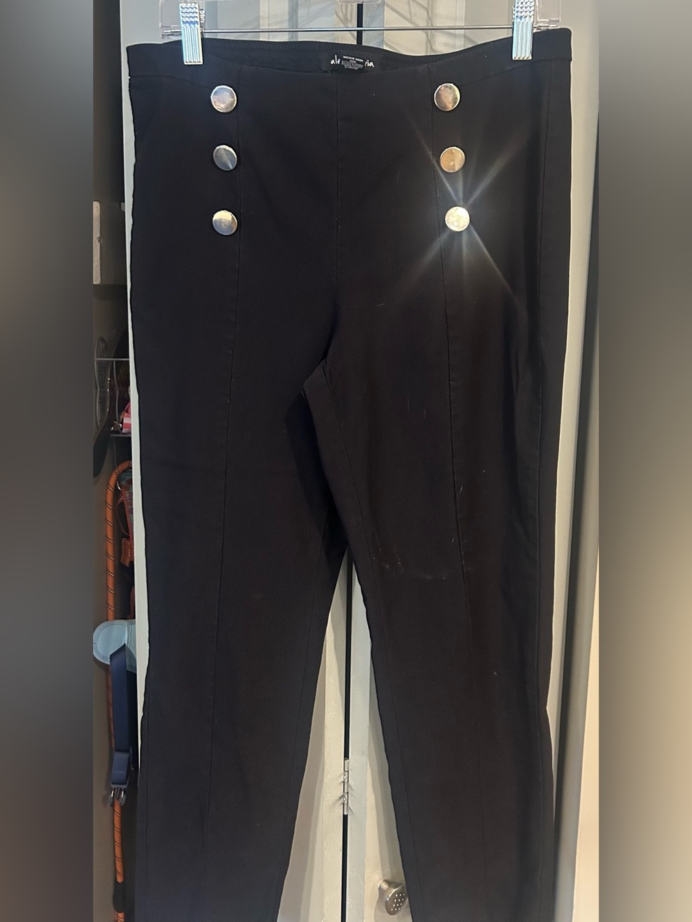 Black Button-detail Dress Pants